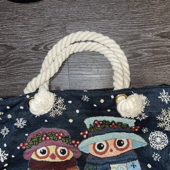 TOGOGO PURSE ,BAG-FABRIC TAPESTRY STYLE NAUTICAL ROPE HANDLE TOTE BAG - Picture 4 of 13